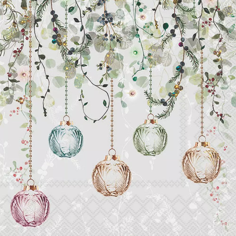 Tovaglioli in Carta Floral XMAS Grey a 3 Veli 25 x 25 cm - 20 pezzi