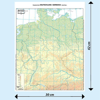 Cartina Scolastica Muta Germania Fisica e Politica Double Face A3