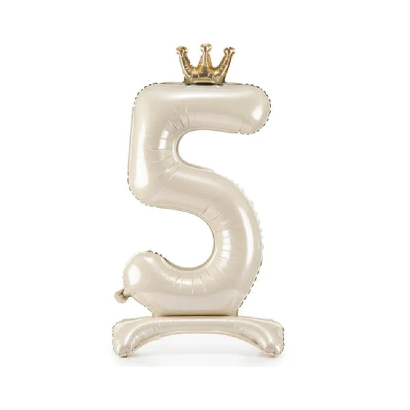 Palloncino in Foil Autoportante Gonfiabile ad Aria Crema Satinato 84 cm - Numero 5