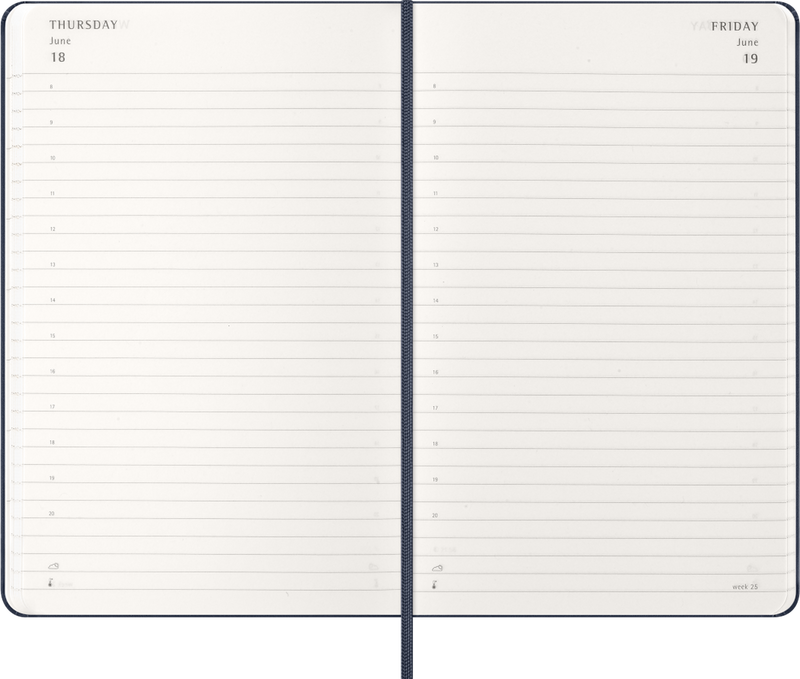 Agenda 12 Mesi Giornaliera Moleskine Large con Copertina Rigida Blu Zaffiro 2026