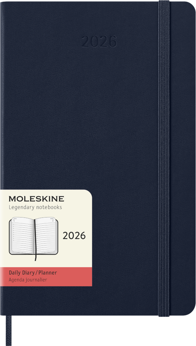 Agenda 12 Mesi Giornaliera Moleskine Large con Copertina Rigida Blu Zaffiro 2026