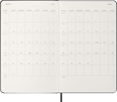 Agenda 12 Mesi Giornaliera Moleskine Large con Copertina Rigida Nero 2026