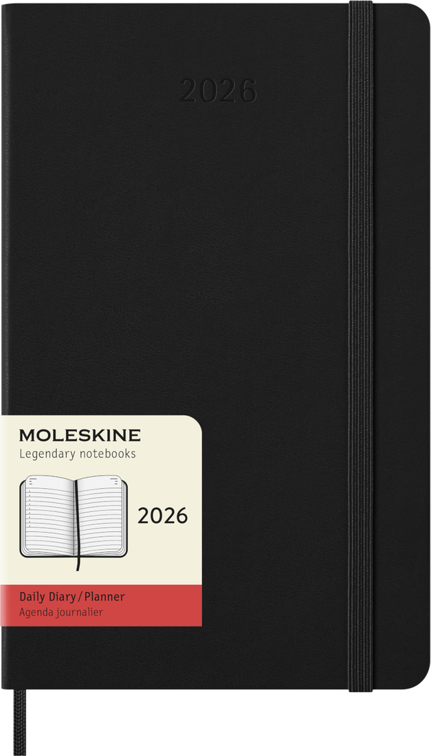 Agenda 12 Mesi Giornaliera Moleskine Large con Copertina Rigida Nero 2026