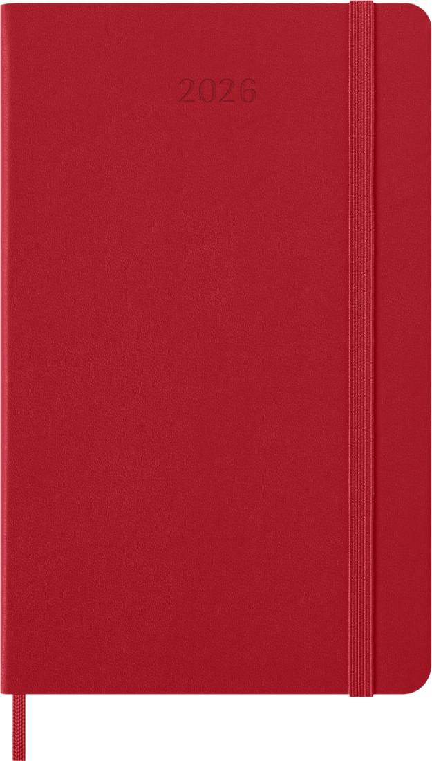 Agenda 12 Mesi Giornaliera Moleskine Large con Copertina Rigida Rosso 2026
