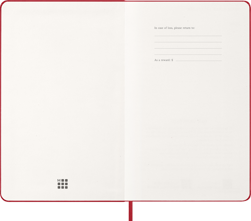 Agenda 12 Mesi Giornaliera Moleskine Large con Copertina Rigida Rosso 2026