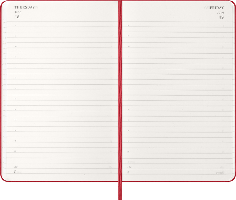 Agenda 12 Mesi Giornaliera Moleskine Large con Copertina Rigida Rosso 2026