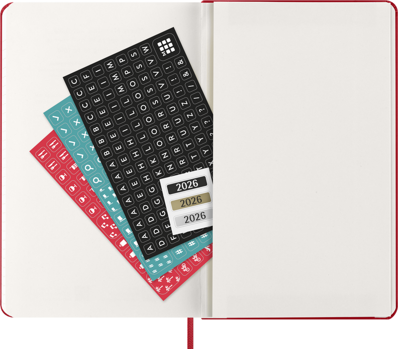 Agenda 12 Mesi Giornaliera Moleskine Large con Copertina Rigida Rosso 2026