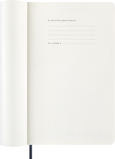 Agenda 12 Mesi Giornaliera Moleskine Large con Copertina Morbida Blu Zaffiro 2026