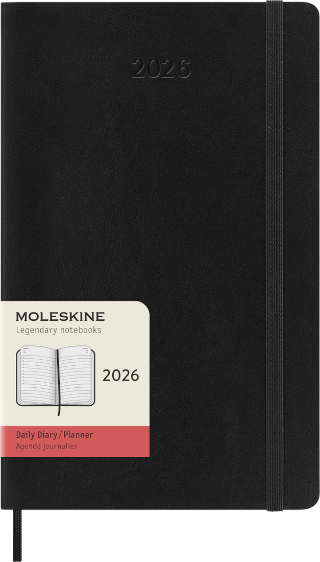 Agenda 12 Mesi Giornaliera Moleskine Large con Copertina Morbida Nero 2026