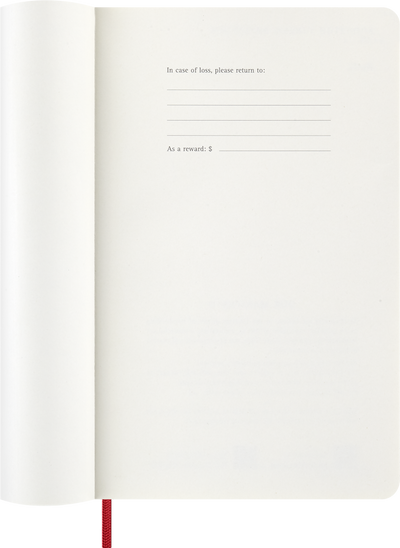 Agenda 12 Mesi Giornaliera Moleskine Large con Copertina Morbida Rosso 2026