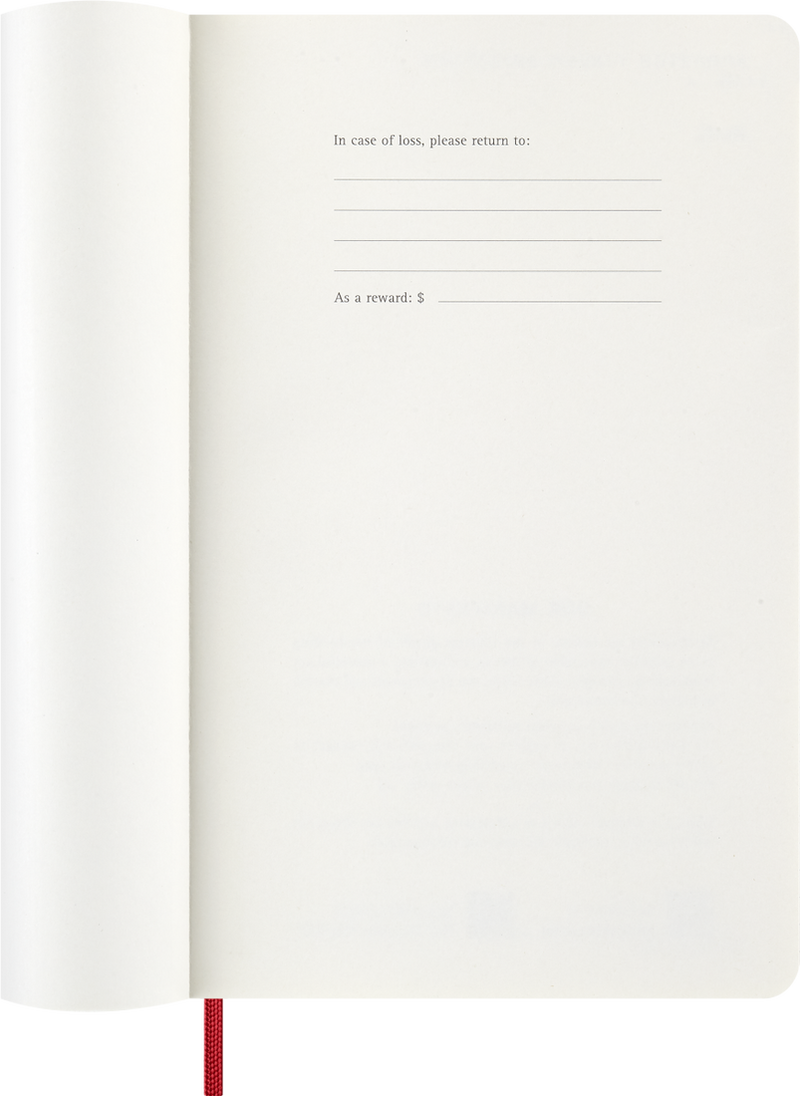 Agenda 12 Mesi Giornaliera Moleskine Large con Copertina Morbida Rosso 2026