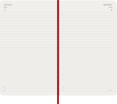 Agenda 12 Mesi Giornaliera Moleskine Large con Copertina Morbida Rosso 2026