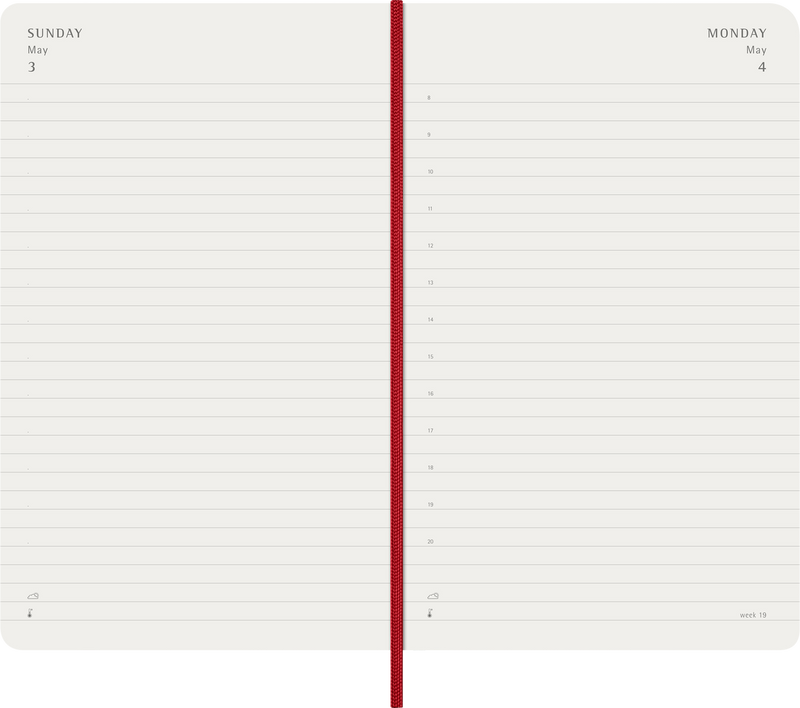 Agenda 12 Mesi Giornaliera Moleskine Large con Copertina Morbida Rosso 2026