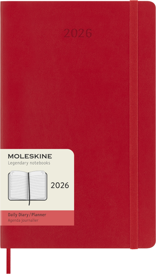 Agenda 12 Mesi Giornaliera Moleskine Large con Copertina Morbida Rosso 2026