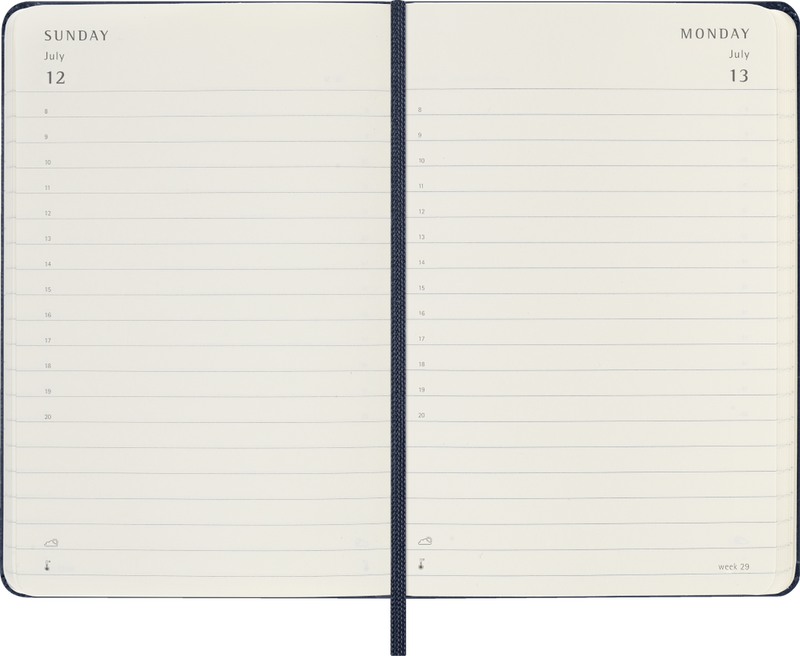 Agenda 12 Mesi Giornaliera Moleskine Pocket con Copertina Rigida Blu Zaffiro 2026