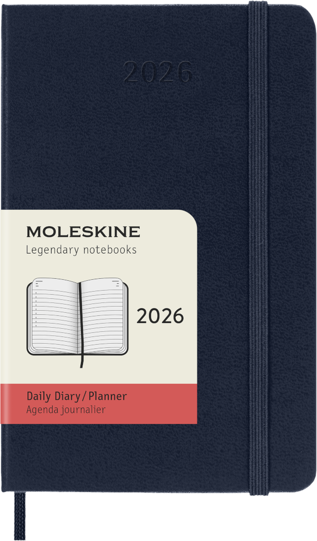 Agenda 12 Mesi Giornaliera Moleskine Pocket con Copertina Rigida Blu Zaffiro 2026