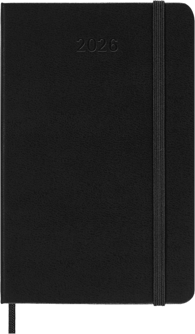 Agenda 12 Mesi Giornaliera Moleskine Pocket con Copertina Rigida Nero 2026
