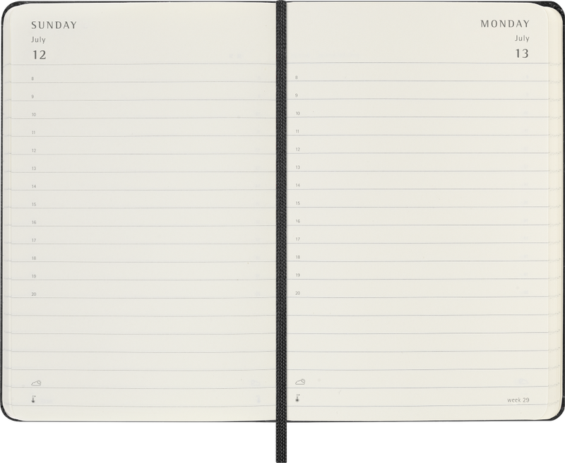 Agenda 12 Mesi Giornaliera Moleskine Pocket con Copertina Rigida Nero 2026