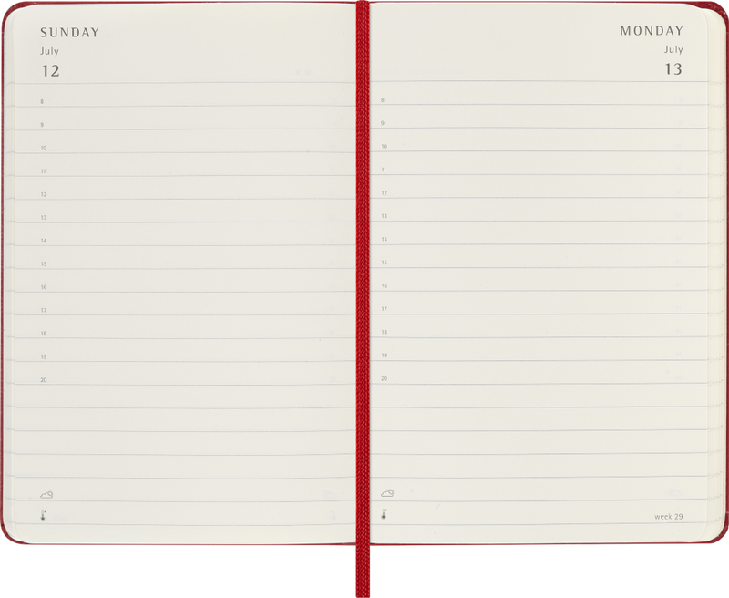 Agenda 12 Mesi Giornaliera Moleskine Pocket con Copertina Rigida Rosso 2026