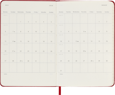 Agenda 12 Mesi Giornaliera Moleskine Pocket con Copertina Rigida Rosso 2026