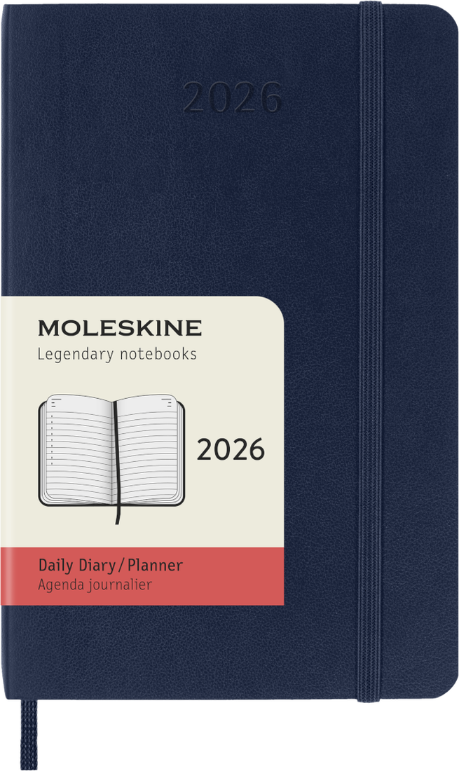 Agenda 12 Mesi Giornaliera Moleskine Pocket con Copertina Morbida Blu Zaffiro 2026