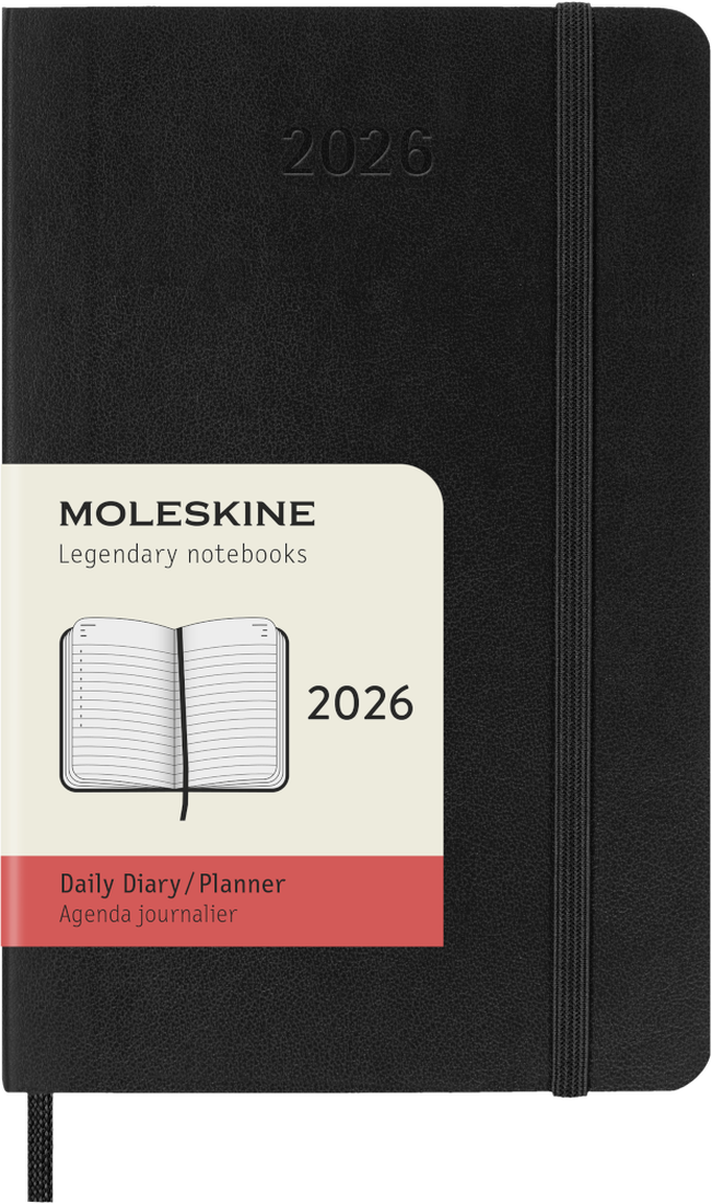 Agenda 12 Mesi Giornaliera Moleskine Pocket con Copertina Morbida Nero 2026