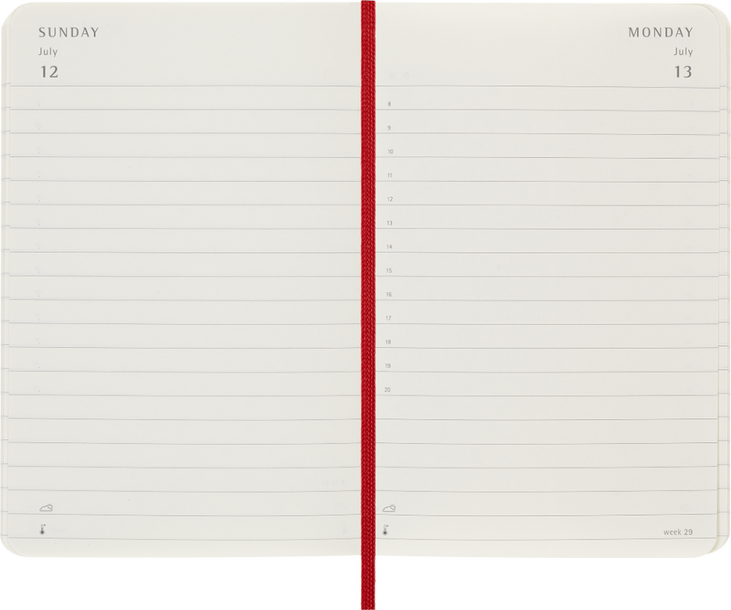 Agenda 12 Mesi Giornaliera Moleskine Pocket con Copertina Morbida Rosso 2026