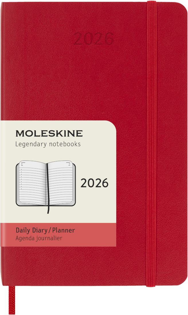 Agenda 12 Mesi Giornaliera Moleskine Pocket con Copertina Morbida Rosso 2026