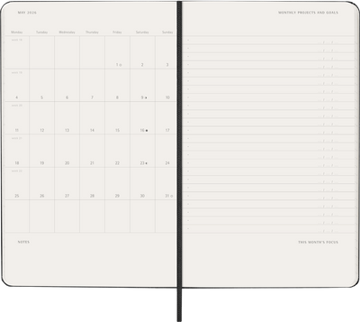 Agenda 12 Mesi Pro Settimanale Verticale Moleskine Large con Copertina Rigida Nero 2026