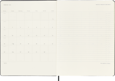 Agenda 12 Mesi Pro Settimanale Verticale Moleskine XL con Copertina Rigida Nero 2026