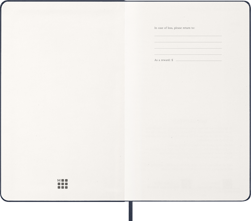 Agenda 12 Mesi Settimanale Moleskine Large con Copertina Rigida Blu Zaffiro 2026