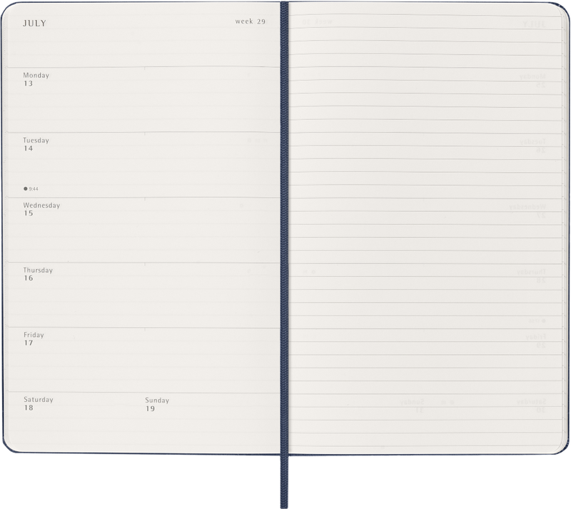 Agenda 12 Mesi Settimanale Moleskine Large con Copertina Rigida Blu Zaffiro 2026