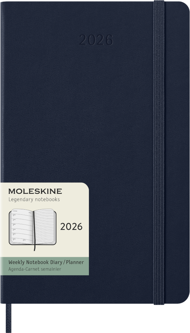 Agenda 12 Mesi Settimanale Moleskine Large con Copertina Rigida Blu Zaffiro 2026