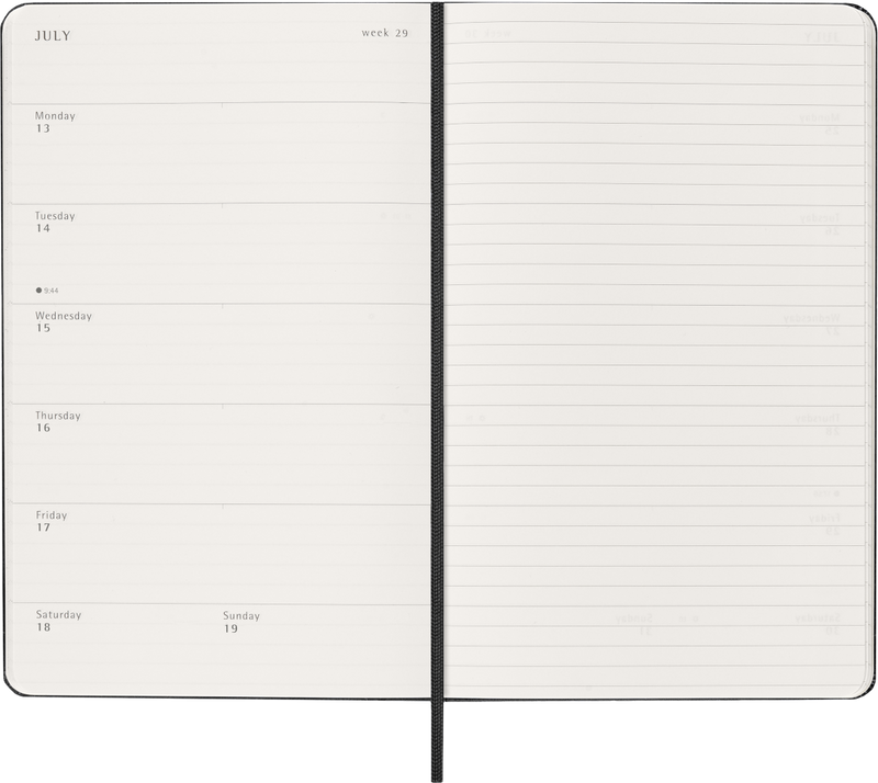 Agenda 12 Mesi Settimanale Moleskine Large con Copertina Rigida Nero 2026