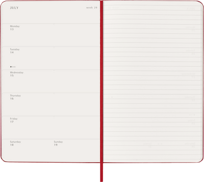 Agenda 12 Mesi Settimanale Moleskine Large con Copertina Rigida Rosso 2026