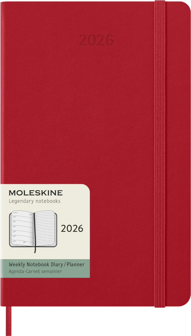 Agenda 12 Mesi Settimanale Moleskine Large con Copertina Rigida Rosso 2026