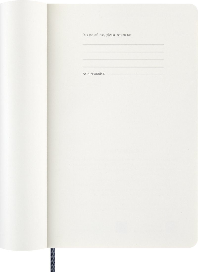 Agenda 12 Mesi Settimanale Moleskine Large con Copertina Morbida Blu Zaffiro 2026