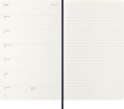 Agenda 12 Mesi Settimanale Moleskine Large con Copertina Morbida Blu Zaffiro 2026