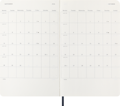 Agenda 12 Mesi Settimanale Moleskine Large con Copertina Morbida Blu Zaffiro 2026