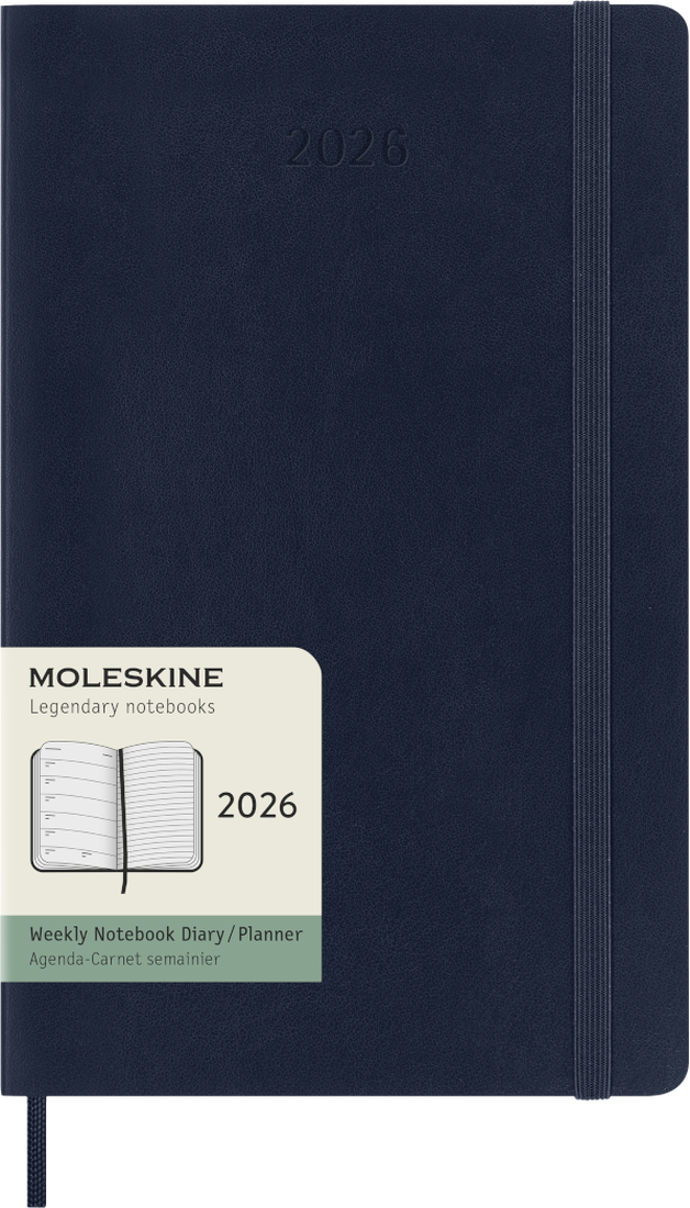Agenda 12 Mesi Settimanale Moleskine Large con Copertina Morbida Blu Zaffiro 2026