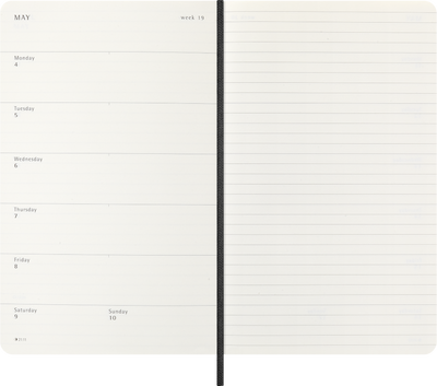 Agenda 12 Mesi Settimanale Moleskine Large con Copertina Morbida Nero 2026