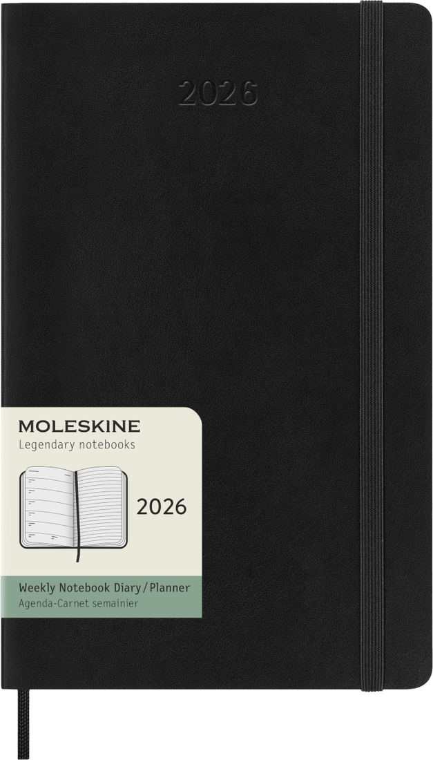 Agenda 12 Mesi Settimanale Moleskine Large con Copertina Morbida Nero 2026