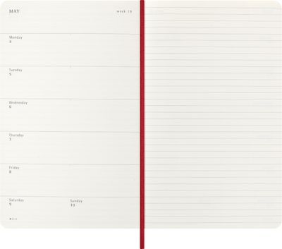 Agenda 12 Mesi Settimanale Moleskine Large con Copertina Morbida Rosso 2026