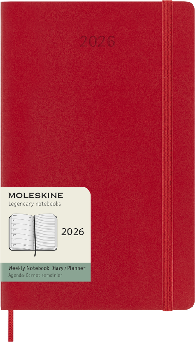 Agenda 12 Mesi Settimanale Moleskine Large con Copertina Morbida Rosso 2026