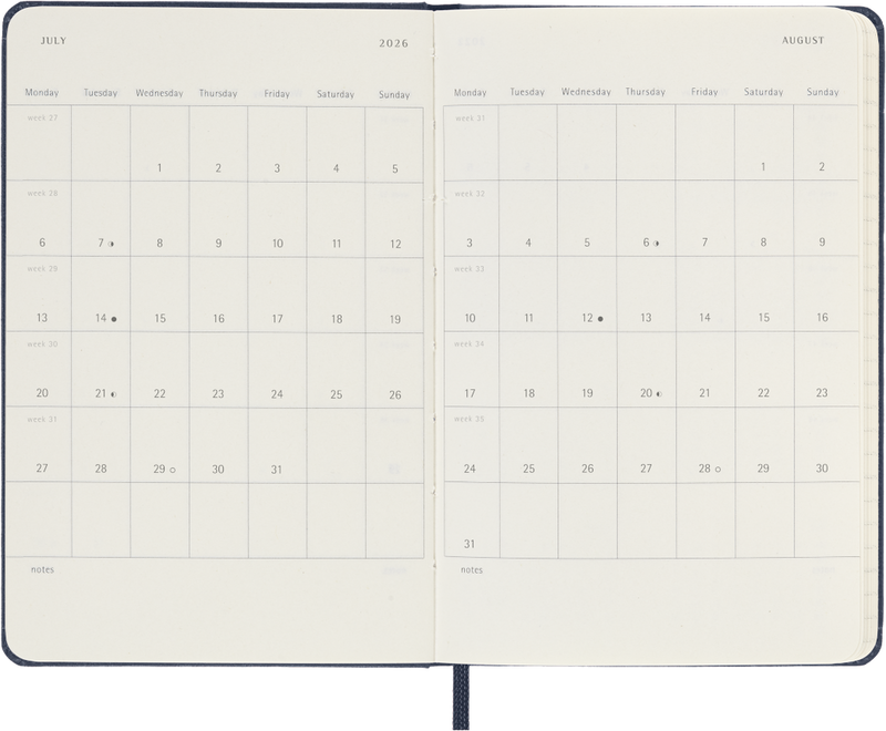Agenda 12 Mesi Settimanale Moleskine Pocket con Copertina Rigida Blu Zaffiro 2026