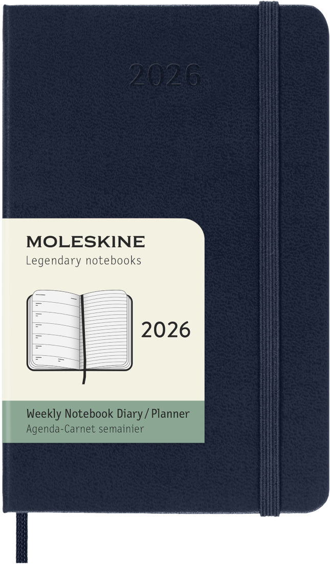 Agenda 12 Mesi Settimanale Moleskine Pocket con Copertina Rigida Blu Zaffiro 2026