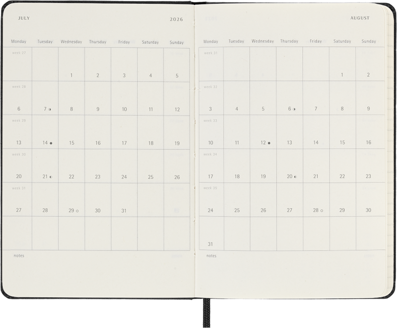 Agenda 12 Mesi Settimanale Moleskine Pocket con Copertina Rigida Nero 2026