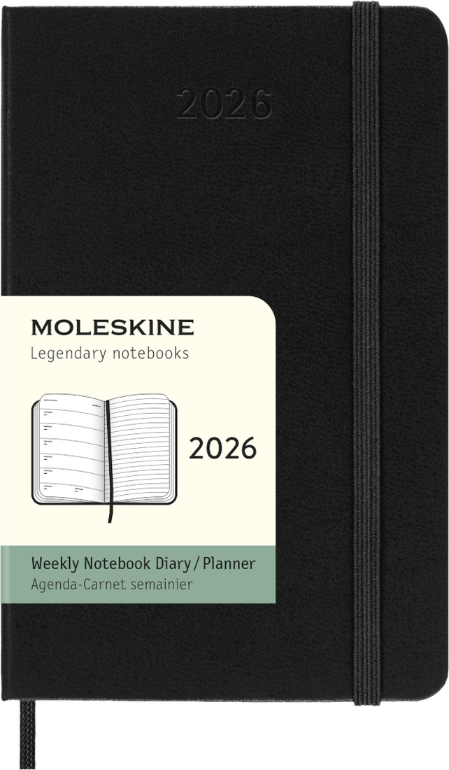 Agenda 12 Mesi Settimanale Moleskine Pocket con Copertina Rigida Nero 2026