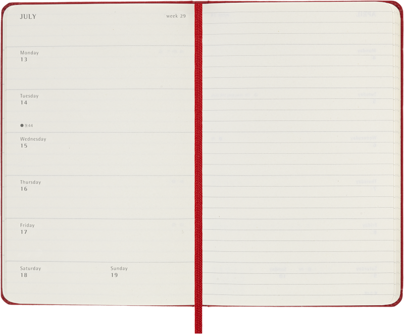 Agenda 12 Mesi Settimanale Moleskine Pocket con Copertina Rigida Rosso 2026