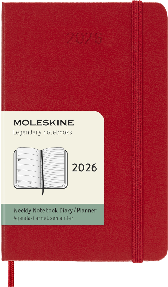 Agenda 12 Mesi Settimanale Moleskine Pocket con Copertina Rigida Rosso 2026